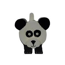 Heavy Round Rustic Primitive Solid Wood Painted Black White Panda 11 3/4