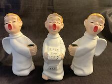 Vintage 1950’s Set Of 3 Ceramic Angels Boy Candlestick Holder Japan Christmas picture