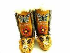 Vintage First Nation Yukon Eagle Beaded Mukluks picture
