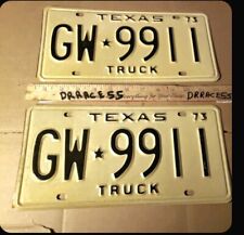 1973 Texas TRUCK  License  Plate Pair SET VINTAGE ANTIQUE CLASSIC Truck GW 9911 picture
