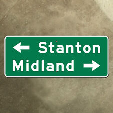 Stanton Midland Texas highway marker road guide sign 1990s US 80 green 27x11 picture