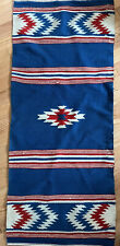 VTG Handwoven Southwest RUG Wool Red Blue 28” x 62” Southwestern picture