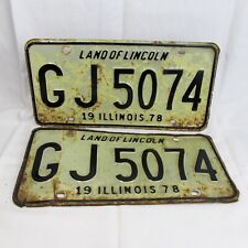 Vintage Set of (2) Matching 1978 Illinois License Plates GJ 5074 Land of Lincoln picture