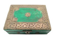 Vintage Midwest Of Cannon Falls Ornate Metalware Brass/Wood Ancestrial Box India picture