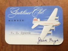 Rare Vintage 1940s TWA Stratoliner Club Transcontinental & Western Member Card picture