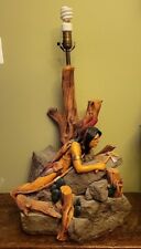Vintage LARGE Native American Hunting/ Stalking Indian Chalkware Lamp picture