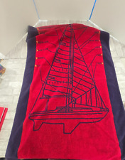 x2 Vtg KEL-TEX Schlosser Beach Towels Sailing Parts DIagram 80s 55x31 Red Blue picture
