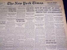 1939 AUGUST 11 NEW YORK TIMES - FATE OF HUNGARY AN ISSUE - NT 3149 picture