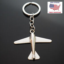 Vintage Style Plane Airplane Jet 50x42mm Silver Color Pendant Keychain Gift picture
