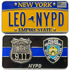 BL14-006 NYPD New York License Plate Thin Blue Line Police Officer Challenge Coi picture