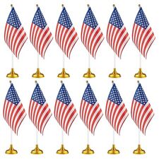 12 Pack Patriotic Mini American Flags with Stands for 4th of July Party, 8x5 in picture
