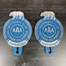Automobile Club Bear License Plate FOB Topper AAA Antique Finish Set of 2 picture