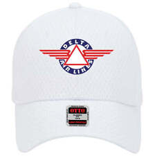 Delta Airlines Retro Vtg Logo Adjustable White Mesh Golf Baseball Cap Hat New picture