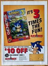 1994 Sonic the Hedgehog 3 Vintage Print Ad/Poster Original Art Kay Bee Toy Store picture