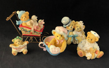 Lot of 5 Cherished Teddies Christmas Sleigh Bear in Tea Cup Wedding Couple Nurse picture