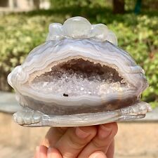 1.26LB  Natural Agate Toad Hand Carved Quartz Crystal Reiki healing picture