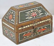 Vintage Wooden Dome Shaped Storage Box Original Old Hand Crafted Painted picture