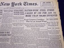 1945 DEC 12 NEW YORK TIMES - NATION WIDE STEEL STRIKE CALLED BY CIO - NT 310 picture