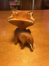 *RARE* Vintage 1970s Hand Carved Elephant Ashtray w/Authentic Estate Item picture