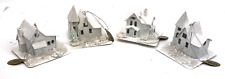 Katherine’s Collection White Glitter Christmas House Ornaments 3x3x2 Lot 4 picture