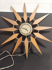 Large MCM Mid Century SNIDER Starburst Electric Wall Clock picture