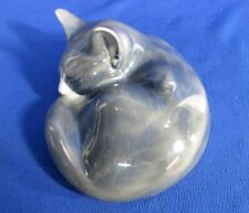 ROYAL COPENHAGEN #422 GRAY CAT CURLED UP SLEEPING PORCELAIN FIGURINE picture