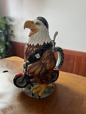 Eagle Biker Porcelain Motorcycle Limited Edition Collectible Beer Stein picture