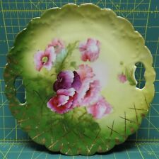 Vintage P & T Germany Hand Painted Carnation Flower Decorative Plate Scallop Rim picture