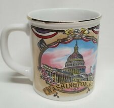 Washington D.C. Capitol Building Souvenir State Coffee Mug VTG Watercolor Gold picture