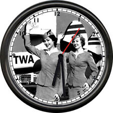 TWA Trans World Airlines Flight Attendant Stewardess Pilot Airplane Wall Clock picture