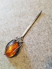 Antique European Amber Sterling Silver Letter Opener - Georgian? Cross Pattee picture