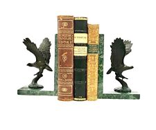 Bookends Bronze Eagles on Marble Base Vintage Office Decor picture