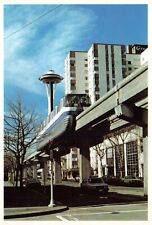 Postcard WA Seattle Space Needle Alweg Center Monorail Elevated Automobiles picture
