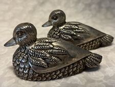 Vintage Salt and Pepper Shaker Ducks Silver Plate Silea Brand VGUC picture