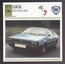 1975-1984 Lancia Beta Monte Carlo Pininfarina Car Photo Spec Sheet Info CARD picture