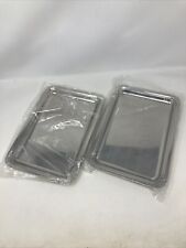 Delta Airlines small 2-pack rectangular 12x8 stainless steel serving trays new picture