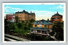 Milwaukee WI-Wisconsin, The Milwaukee Hospital, Grounds Vintage Postcard picture
