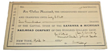 APRIL 1895 KANAWHA & MICHIGAN RAILROAD CAPITAL STOCK TRANSFER FORM picture