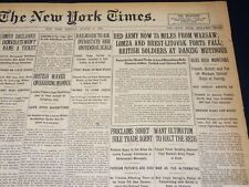 1920 AUGUST 2 NEW YORK TIMES - RED ARMY 75 MILES FROM WARSAW - NT 8547 picture