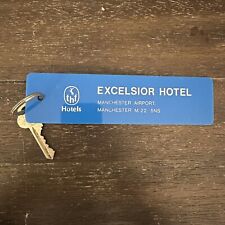 Large Blue Excelsior Hotel Keychain From The Manchester Uk Airport Vintage picture
