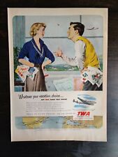 Vintage 1951 TWA Airlines Full Page Original Color Ad - OC picture