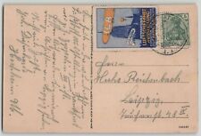 Germany 1909 ILA Luftschiffahrt Frankfurt Pioneer Flight Postcard w/ Vignette  picture