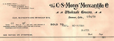 1903 THE C.S. MOREY MERCANTILE CO DENVER CO WHOLESALE GROCERS  BILLHEAD Z887 picture