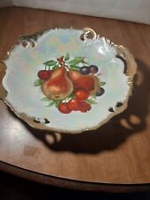 Vintage Japan Pear And Cherry Dish With Gold Trim 7 3/4
