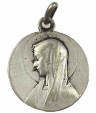 Vintage Catholic Our Lady Of Lourdes  Silver Tone Religious Medal picture