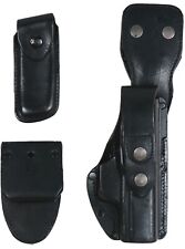 German Police Black H&K P7 Dropdown Leather Holster with Mag Pouch Bundeswehr  picture