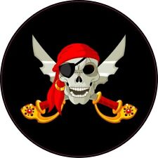 StickerTalk Color Circular Jolly Roger Flag Vinyl Sticker, 4 inches by 4 inches picture