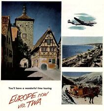 1950s TWA TRANS WORLD AIRLINES TOUR EUROPE NOW VIA TWA MAGAZINE AD 27-34 picture