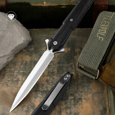 Folding Knife Quick Open Blade Stiletto EDC Pocket Knives Tactical Combat Tool  picture