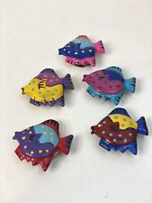 5 Vintage Tropical Fish Snap on Button Covers picture